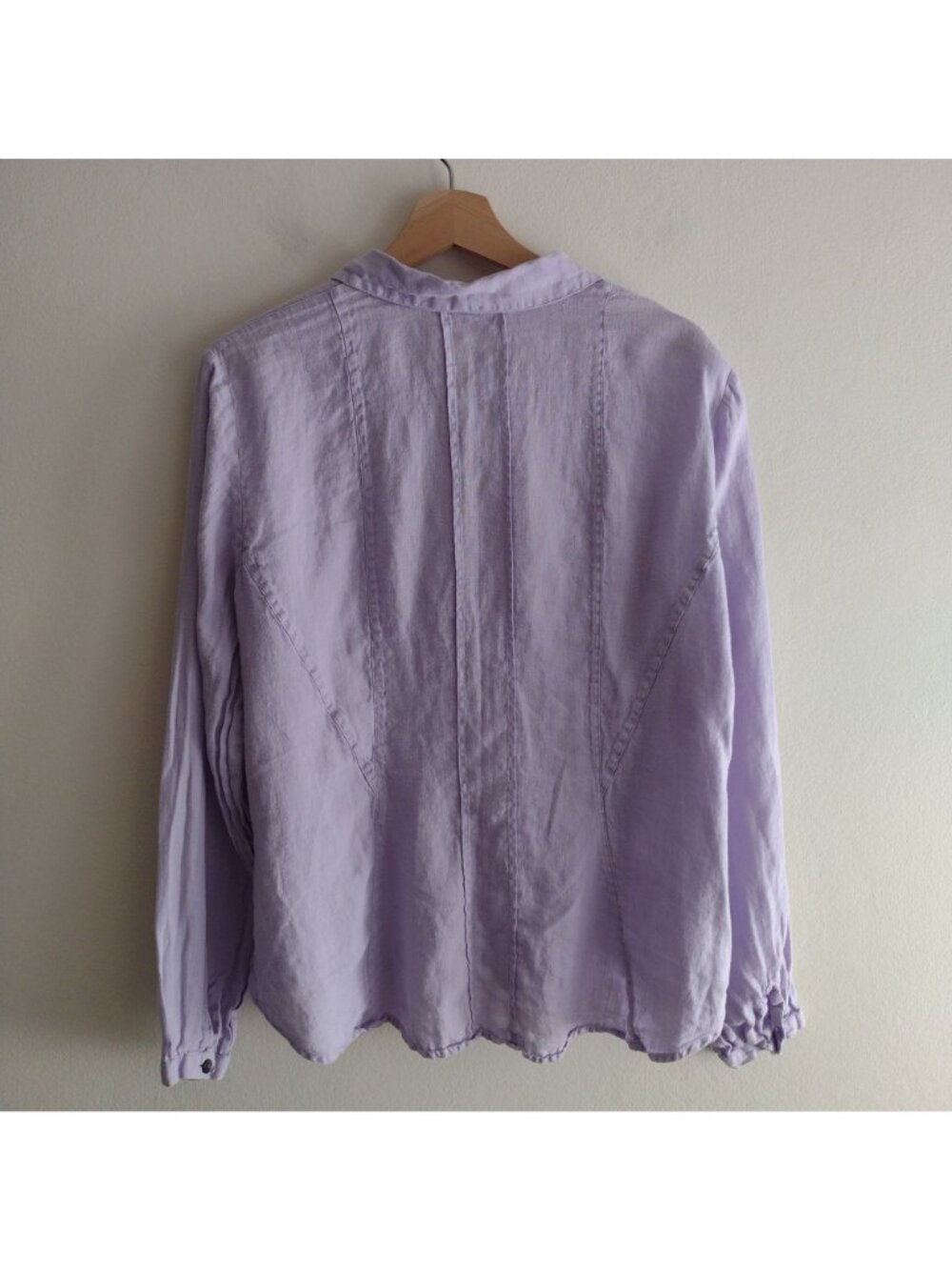 J Jill Lavender Linen Shirt L Summer Breathable Coastal Classic Button Front Top - Picture 5 of 9